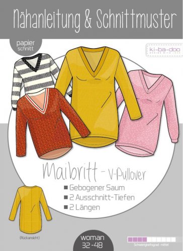 Papierschnittmuster -  Maibritt V- Pullover - Damen - Kibadoo